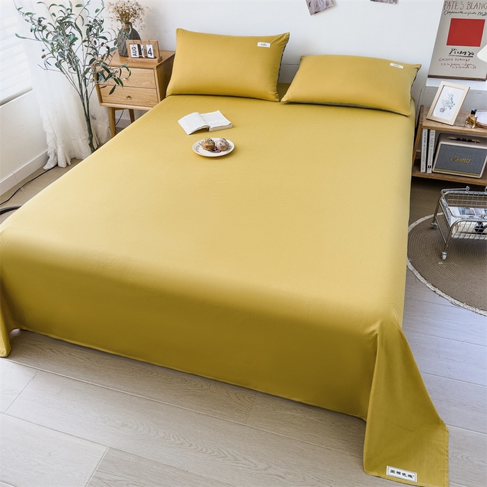 91家纺网 家纺一手货源 找家纺 798家纺 2023新款全棉13070纯色 床单 杏黄