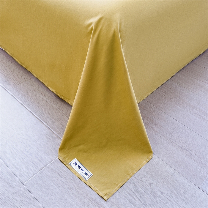91家纺网 家纺一手货源 找家纺 798家纺 2023新款全棉13070纯色 床单 杏黄