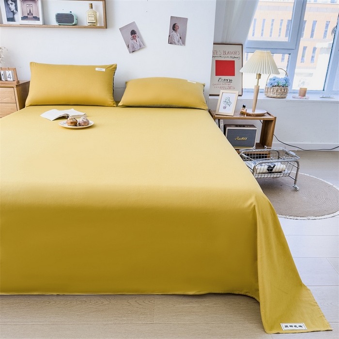 91家纺网 家纺一手货源 找家纺 798家纺 2023新款全棉13070纯色 床单 杏黄