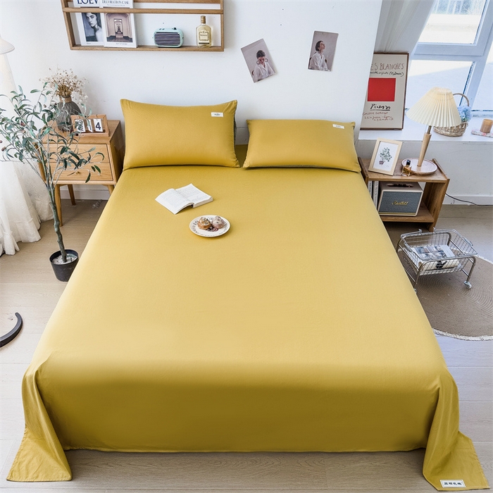 91家纺网 家纺一手货源 找家纺 798家纺 2023新款全棉13070纯色 床单 杏黄