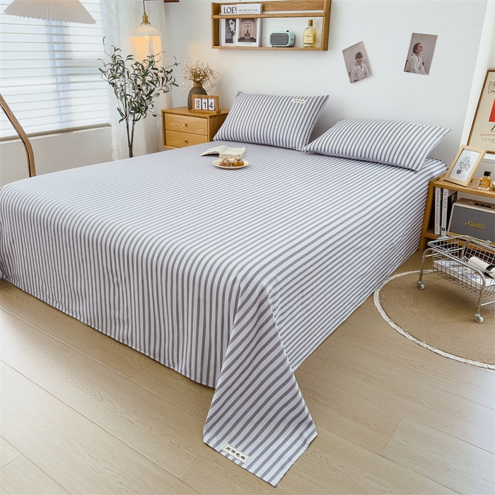 91家纺网 家纺一手货源 找家纺 798家纺 2023新款全棉13070纯色 床单 浅灰条