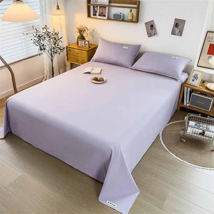 91家纺网 家纺一手货源 找家纺 798家纺 2023新款全棉13070纯色 床单 浅紫