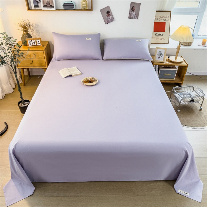 91家纺网 家纺一手货源 找家纺 798家纺 2023新款全棉13070纯色 床单 浅紫