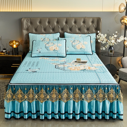 恋尚 2023新款数码大版加厚乳胶可脱卸带床笠式床裙软席 夏意