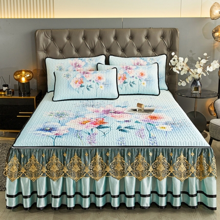 91家纺网 家纺一手货源 找家纺 恋尚 2023新款数码大版加厚乳胶可脱卸带床笠式床裙软席 芙暖花襄