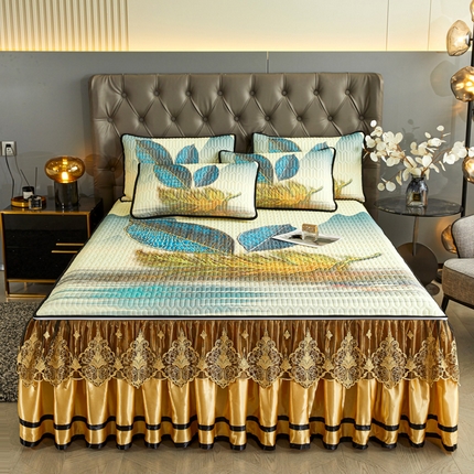 91家纺网 家纺一手货源 找家纺 恋尚 2023新款数码大版加厚乳胶可脱卸带床笠式床裙软席 相思羽