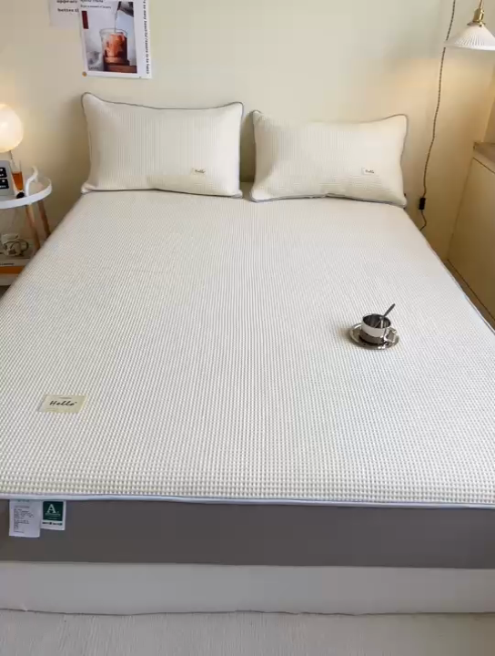 91家纺网 家纺一手货源 找家纺 吉象家纺 2023新款A类华夫格软席凉感席套件 华夫格象牙白