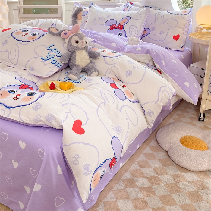 91家纺网 家纺一手货源 找家纺 多品家纺 2023新款12868全棉四件套 仙仙兔