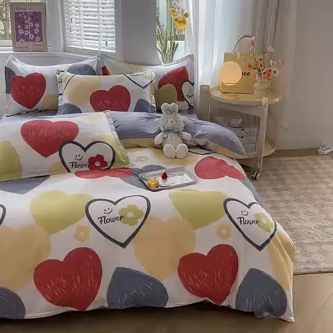 91家纺网 家纺一手货源 找家纺 多品家纺 2023新款12868全棉四件套 心梦