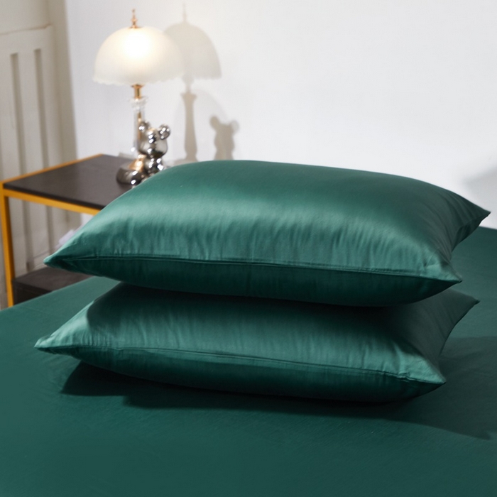 91家纺网 家纺一手货源 找家纺 晶缦 2023全棉纯棉60支贡缎长绒棉纯色多规格单品枕套 琅夕-墨绿色37
