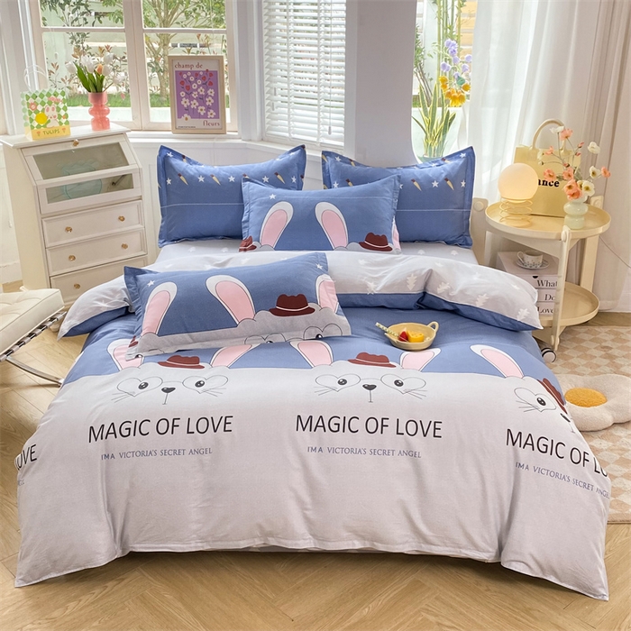 91家纺网 家纺一手货源 找家纺 多品 2023新款12868新款单被套 兔八哥