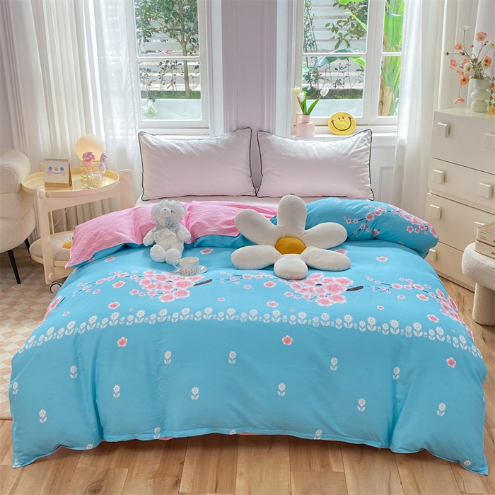 91家纺网 家纺一手货源 找家纺 多品 2023新款12868新款单被套 十里桃花兰