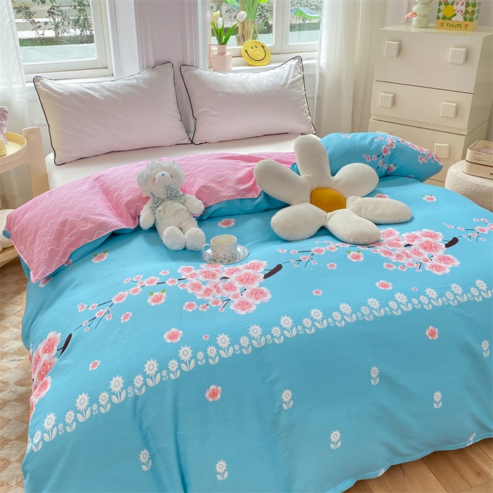 91家纺网 家纺一手货源 找家纺 多品 2023新款12868新款单被套 十里桃花兰