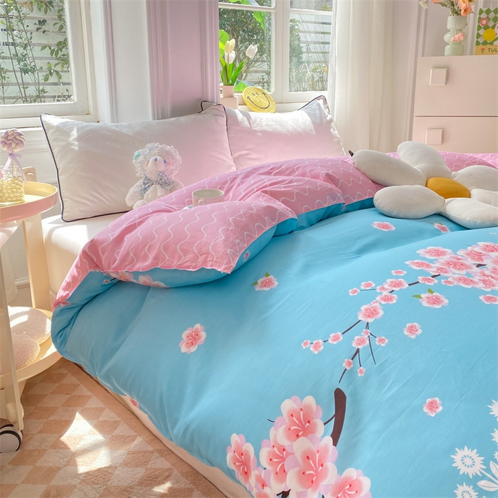 91家纺网 家纺一手货源 找家纺 多品 2023新款12868新款单被套 十里桃花兰