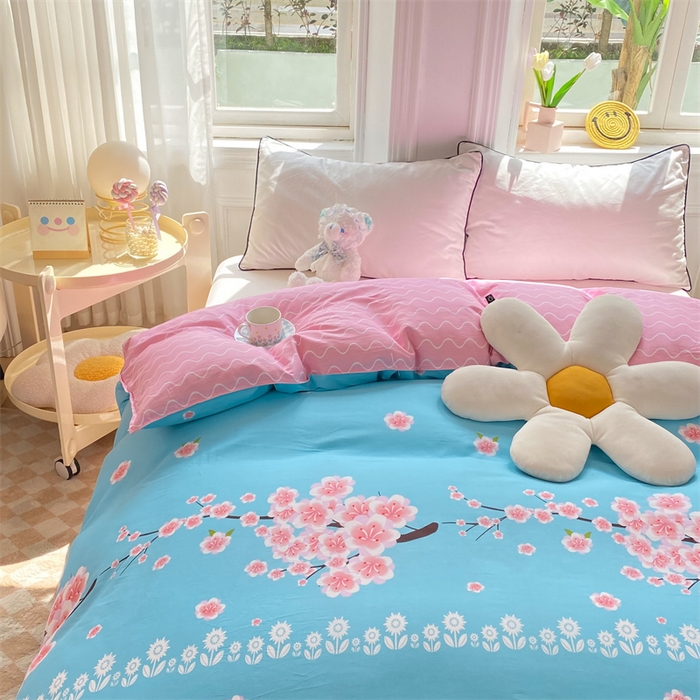 91家纺网 家纺一手货源 找家纺 多品 2023新款12868新款单被套 十里桃花兰