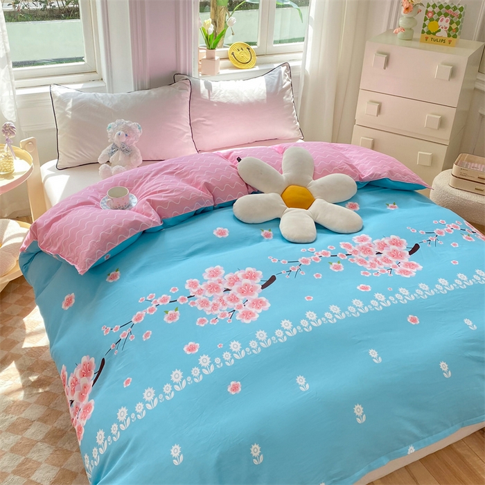 91家纺网 家纺一手货源 找家纺 多品 2023新款12868新款单被套 十里桃花兰