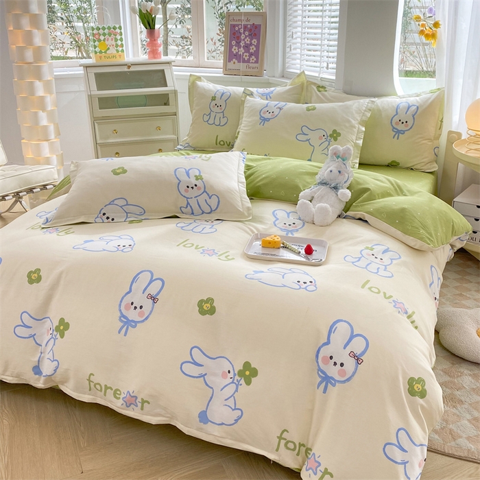 91家纺网 家纺一手货源 找家纺 多品 2023新款12868新款单被套 吉祥兔