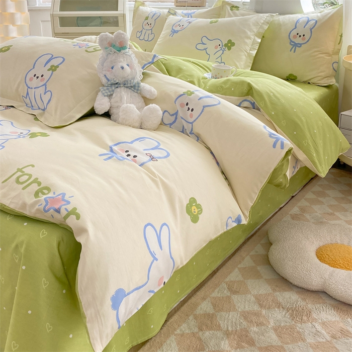 91家纺网 家纺一手货源 找家纺 多品 2023新款12868新款单被套 吉祥兔