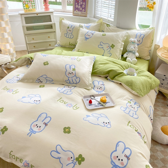 91家纺网 家纺一手货源 找家纺 多品 2023新款12868新款单被套 吉祥兔