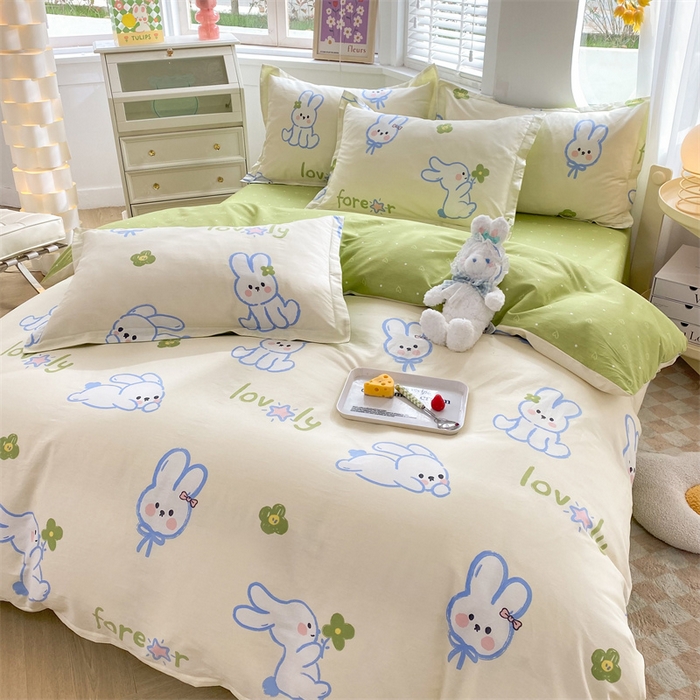 91家纺网 家纺一手货源 找家纺 多品 2023新款12868新款单被套 吉祥兔