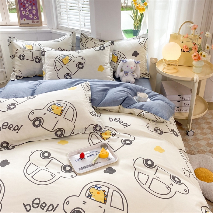 91家纺网 家纺一手货源 找家纺 多品 2023新款12868新款单被套 恐龙巴士米