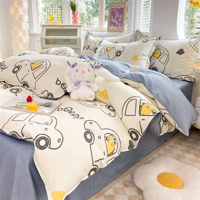 91家纺网 家纺一手货源 找家纺 多品 2023新款12868新款单被套 恐龙巴士米