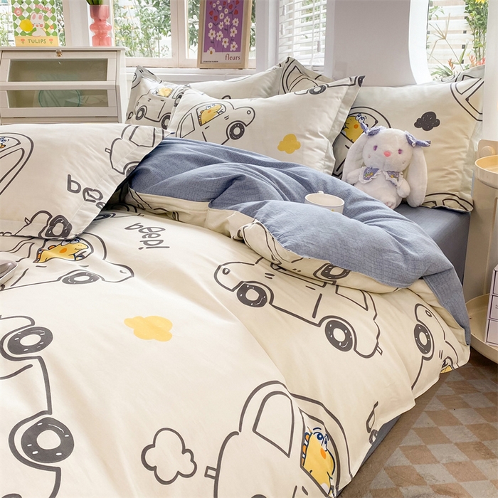 91家纺网 家纺一手货源 找家纺 多品 2023新款12868新款单被套 恐龙巴士米