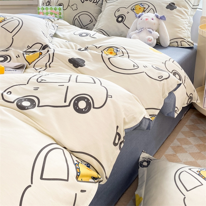 91家纺网 家纺一手货源 找家纺 多品 2023新款12868新款单被套 恐龙巴士米