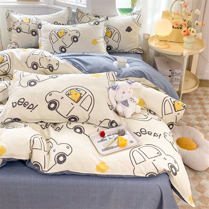 91家纺网 家纺一手货源 找家纺 多品 2023新款12868新款单被套 恐龙巴士米