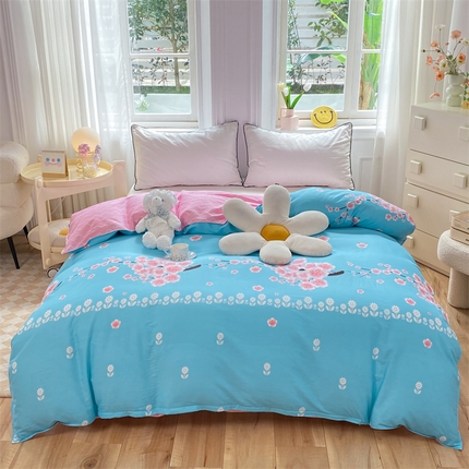 91家纺网 家纺一手货源 找家纺 多品 2023新款12868新款单被套 十里桃花兰