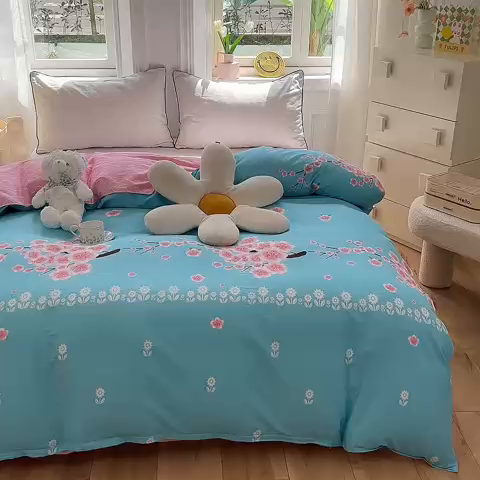 91家纺网 家纺一手货源 找家纺 多品 2023新款12868新款单被套 十里桃花兰