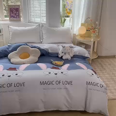 91家纺网 家纺一手货源 找家纺 多品 2023新款12868新款单被套 兔八哥