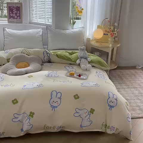 91家纺网 家纺一手货源 找家纺 多品 2023新款12868新款单被套 吉祥兔