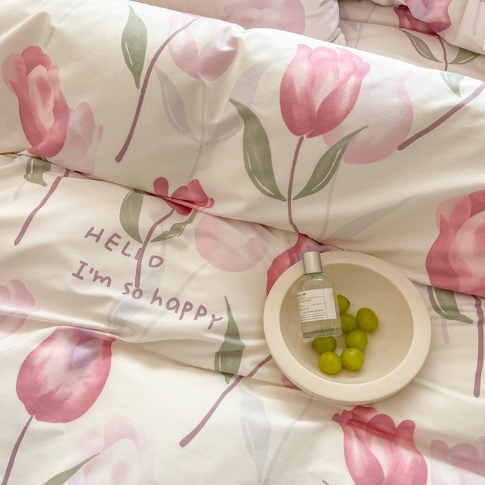 91家纺网 家纺一手货源 找家纺 顾里 2023韩系氛围全棉四件套 优雅花朵