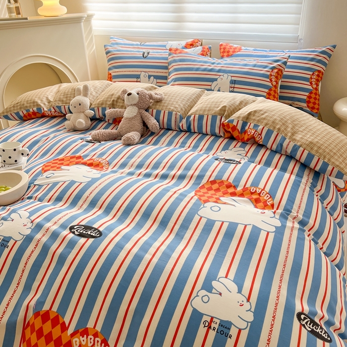 91家纺网 家纺一手货源 找家纺 顾里 2023韩系氛围全棉四件套 富山奶兔