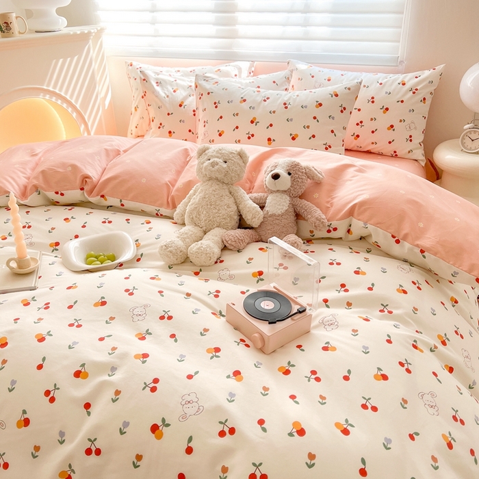 91家纺网 家纺一手货源 找家纺 顾里 2023韩系氛围全棉四件套 小樱兔