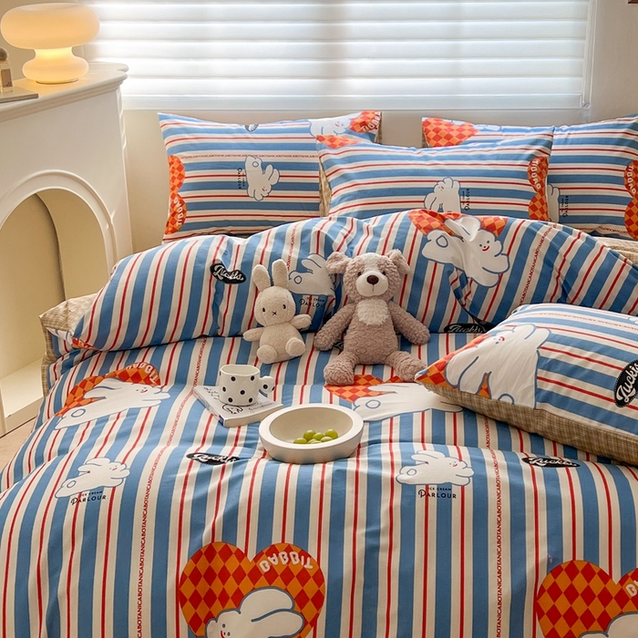 91家纺网 家纺一手货源 找家纺 顾里 2023韩系氛围全棉四件套 富山奶兔