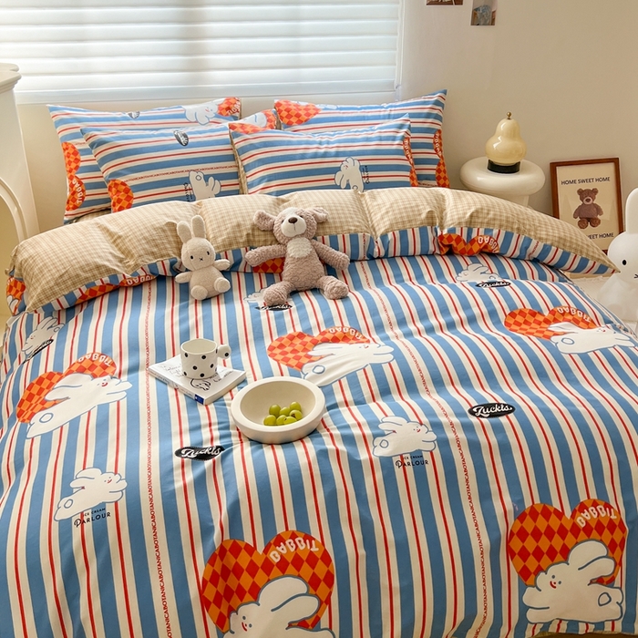 91家纺网 家纺一手货源 找家纺 顾里 2023韩系氛围全棉四件套 富山奶兔