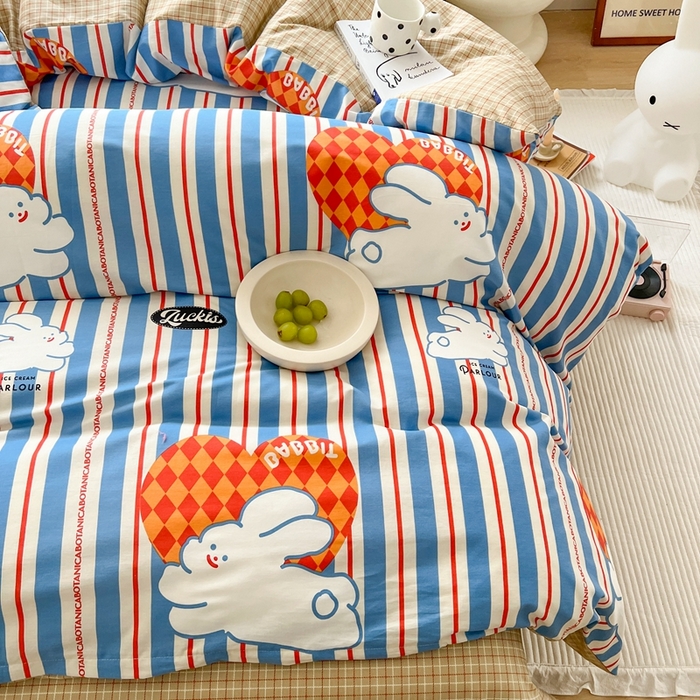 91家纺网 家纺一手货源 找家纺 顾里 2023韩系氛围全棉四件套 富山奶兔