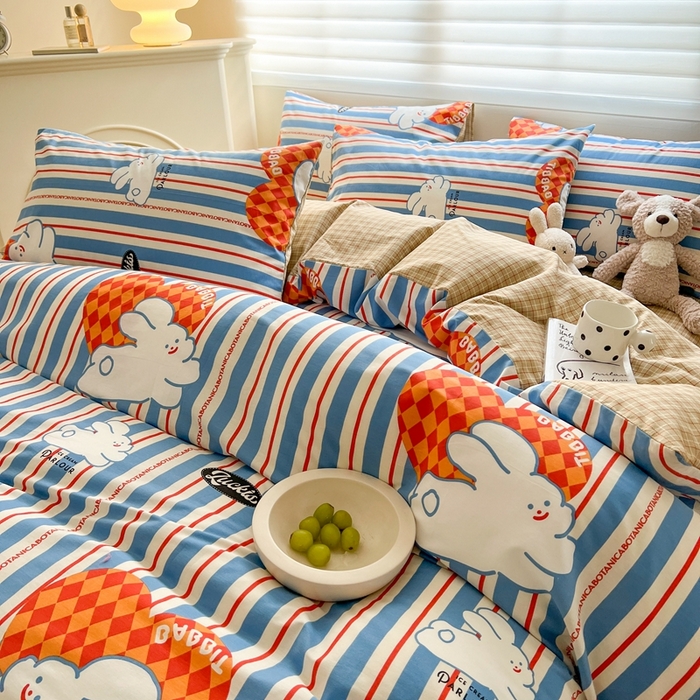 91家纺网 家纺一手货源 找家纺 顾里 2023韩系氛围全棉四件套 富山奶兔