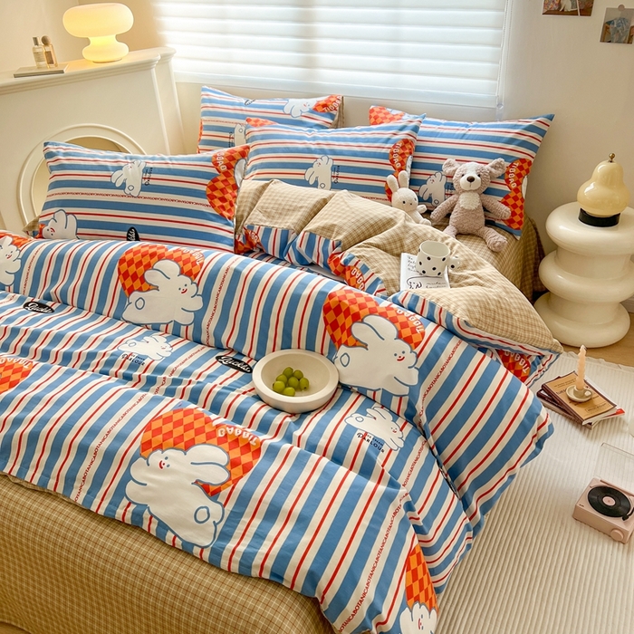 91家纺网 家纺一手货源 找家纺 顾里 2023韩系氛围全棉四件套 富山奶兔