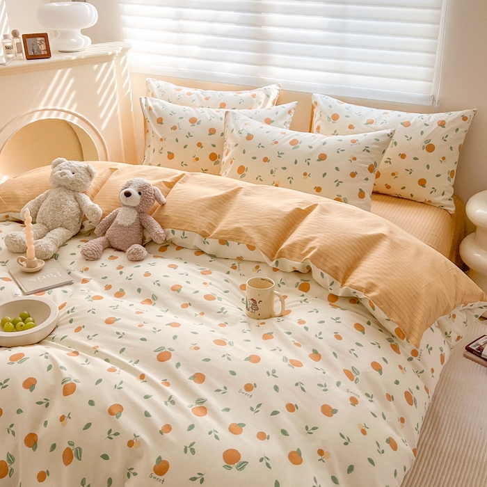 91家纺网 家纺一手货源 找家纺 顾里 2023韩系氛围全棉四件套 小甜桔