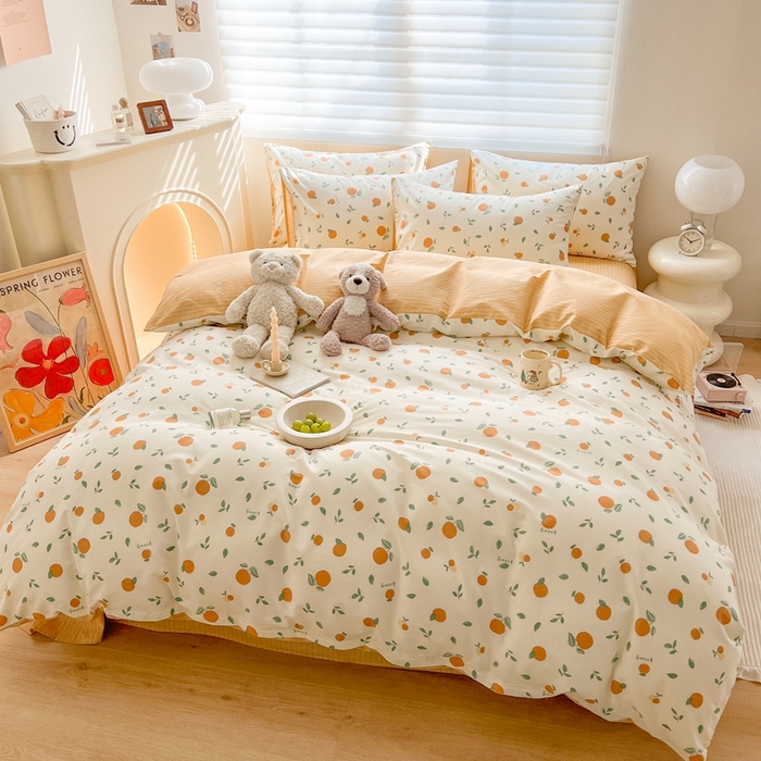 91家纺网 家纺一手货源 找家纺 顾里 2023韩系氛围全棉四件套 小甜桔