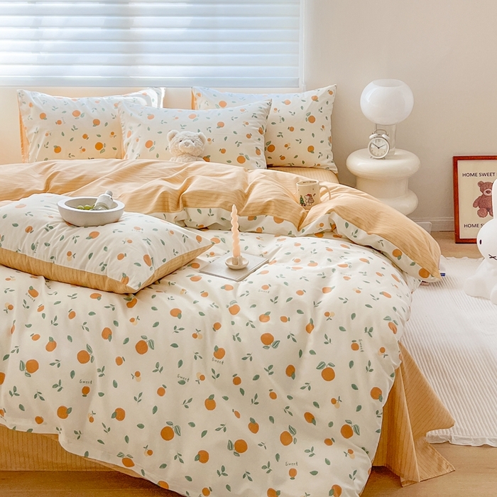 91家纺网 家纺一手货源 找家纺 顾里 2023韩系氛围全棉四件套 小甜桔