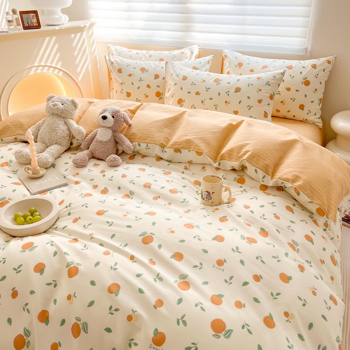 91家纺网 家纺一手货源 找家纺 顾里 2023韩系氛围全棉四件套 小甜桔