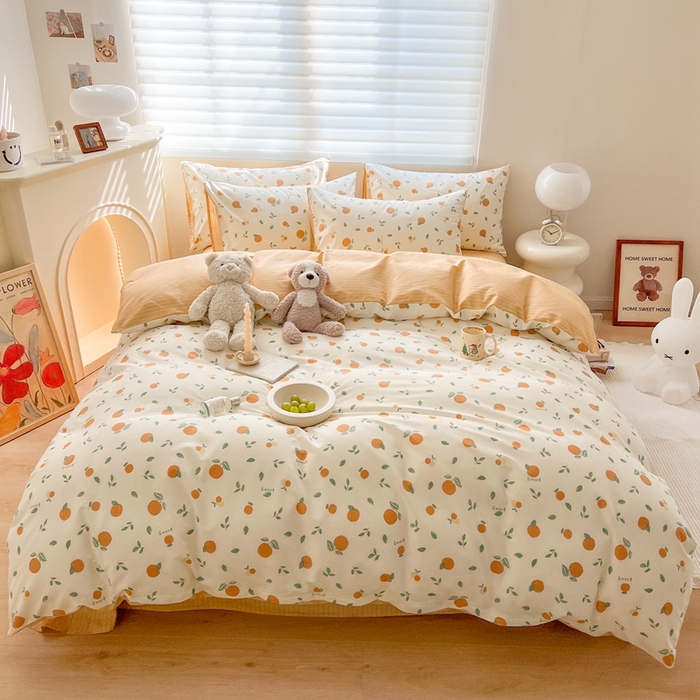 91家纺网 家纺一手货源 找家纺 顾里 2023韩系氛围全棉四件套 小甜桔