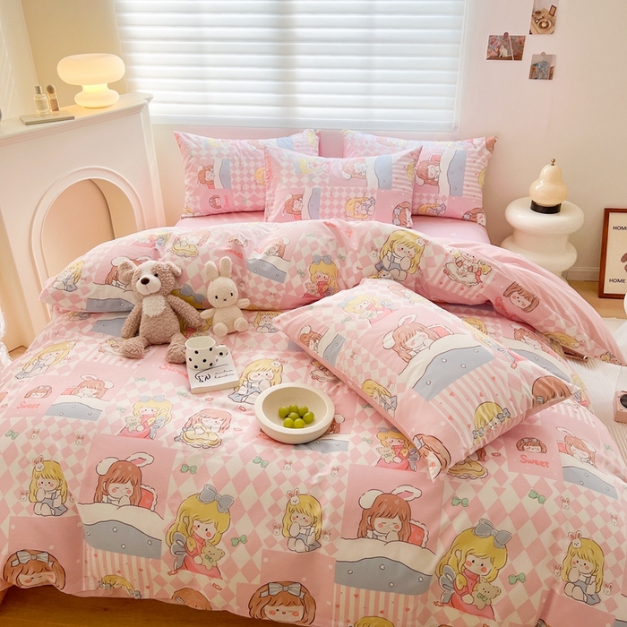 91家纺网 家纺一手货源 找家纺 顾里 2023韩系氛围全棉四件套 小萝莉