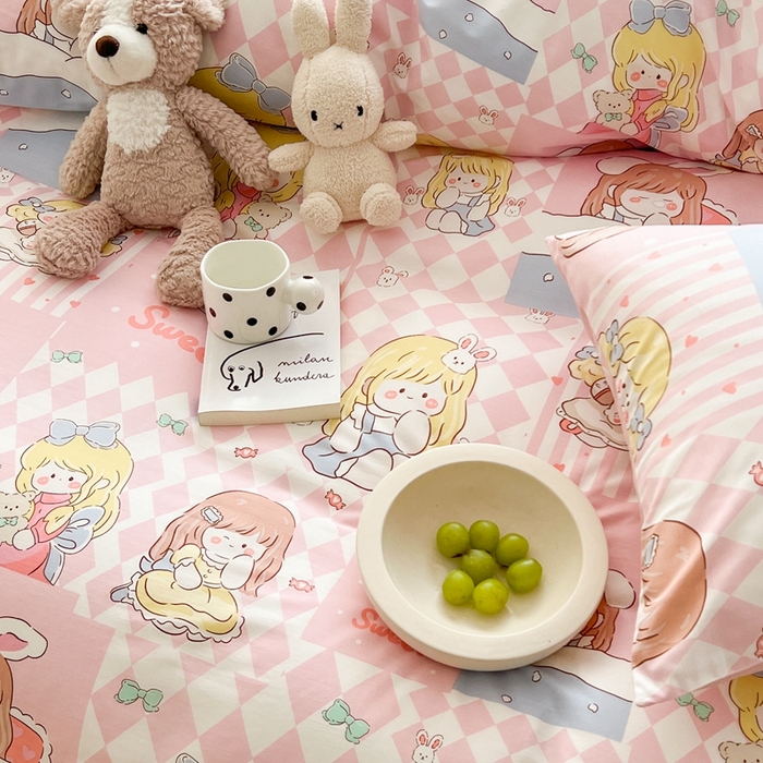 91家纺网 家纺一手货源 找家纺 顾里 2023韩系氛围全棉四件套 小萝莉