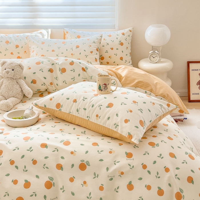 91家纺网 家纺一手货源 找家纺 顾里 2023韩系氛围全棉四件套 小甜桔