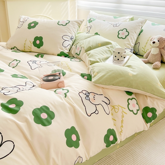 91家纺网 家纺一手货源 找家纺 顾里 2023韩系氛围全棉四件套 屁屁兔